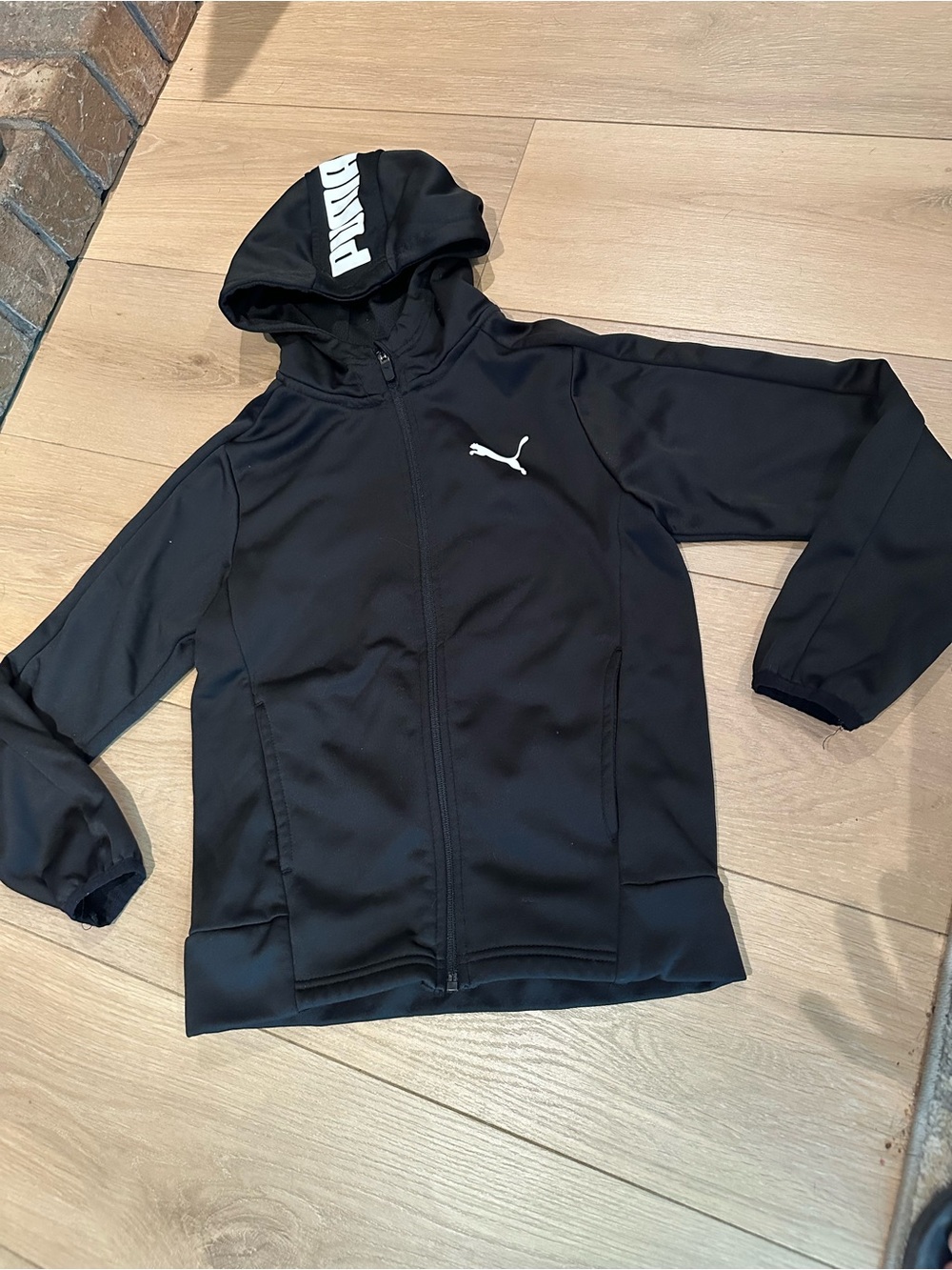Puma Black Hooded Zip-Up Kids Jacket